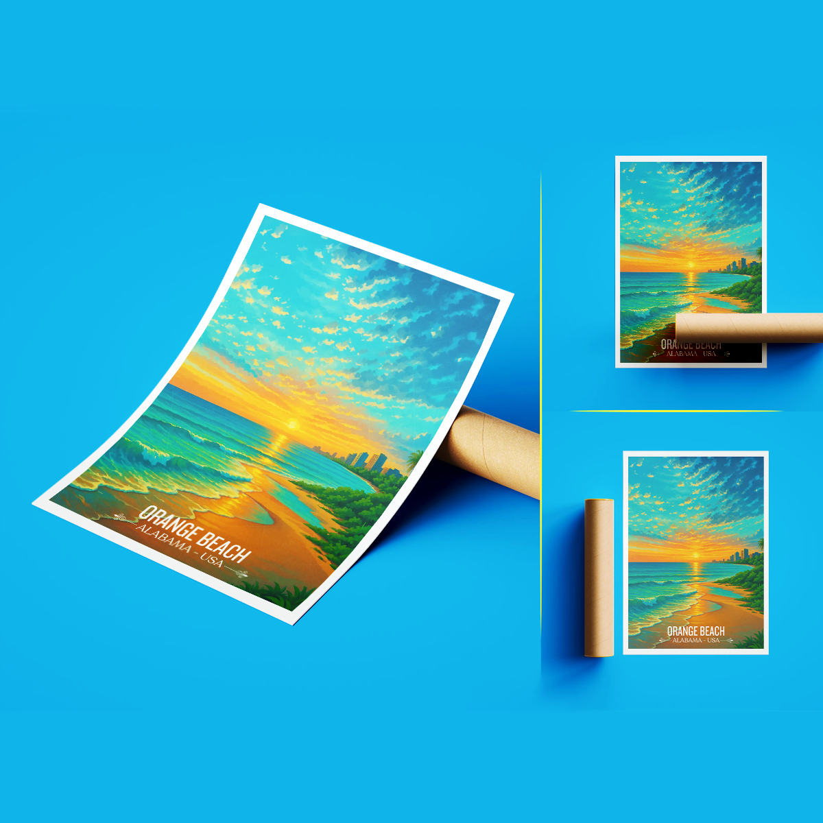 Orange Beach - Alabama USA - Travel Wall Art Deco Poster Print
