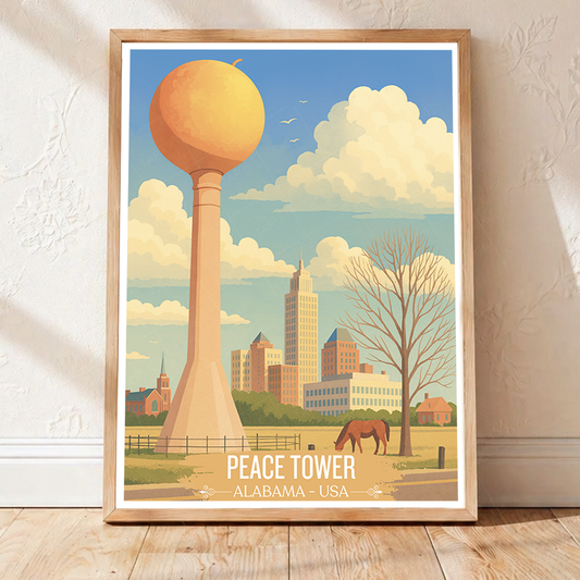 Peace Tower - Alabama USA - Travel Wall Art Deco Poster Print - Art Print - Travel Art Poster