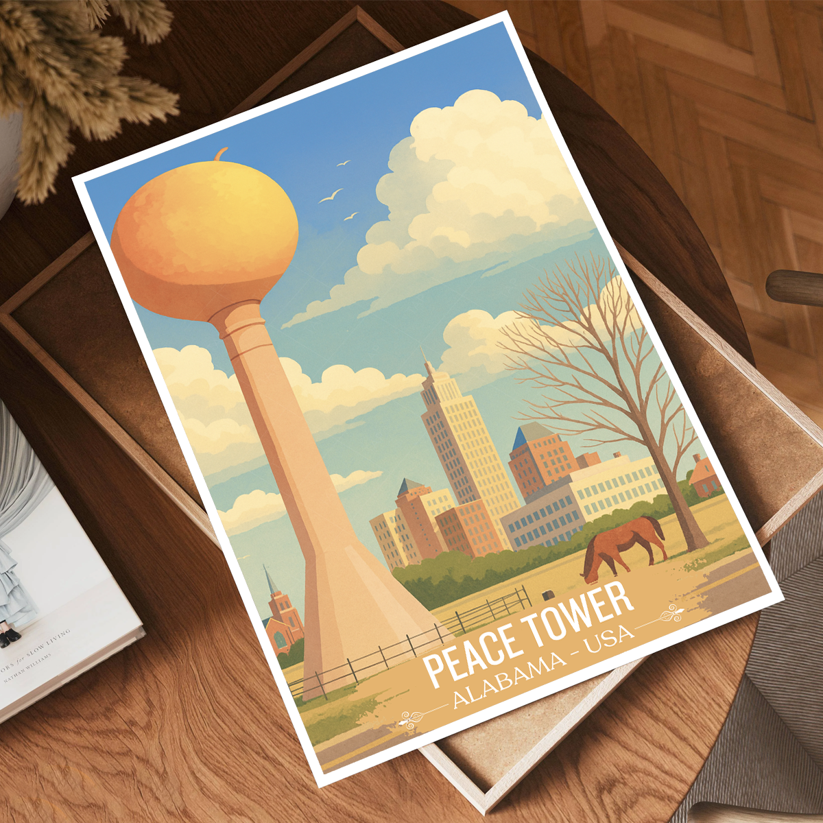 Peace Tower - Alabama USA - Travel Wall Art Deco Poster Print