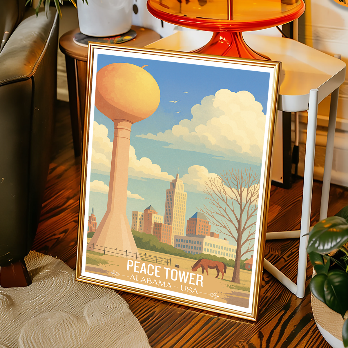 Peace Tower - Alabama USA - Travel Wall Art Deco Poster Print