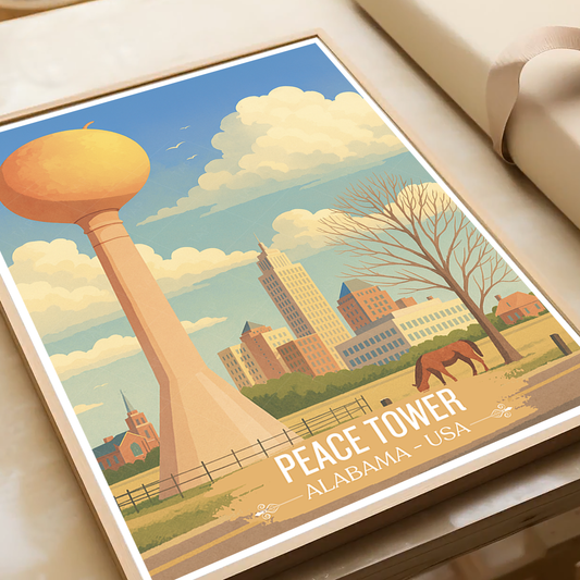 Peace Tower - Alabama USA - Travel Wall Art Deco Poster Print - Art Print - Travel Art Poster
