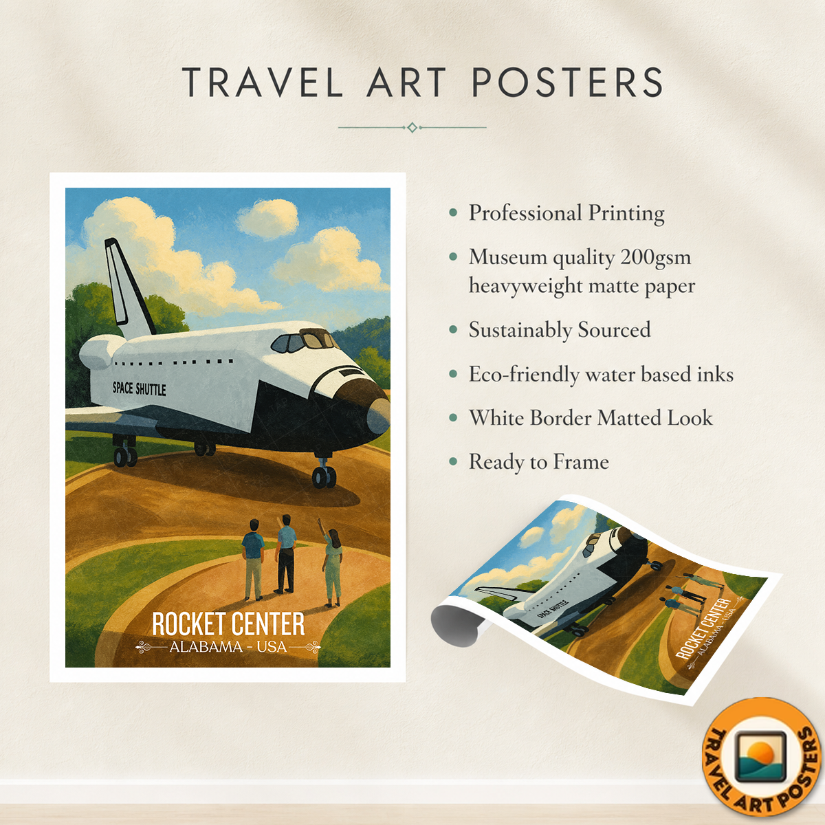Rocket Center - Alabama USA - Travel Wall Art Deco Poster Print