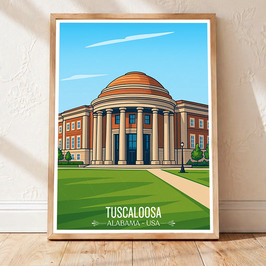 Tuscaloosa - Alabama USA - Travel Wall Art Deco Poster Print - Art Print - Travel Art Poster