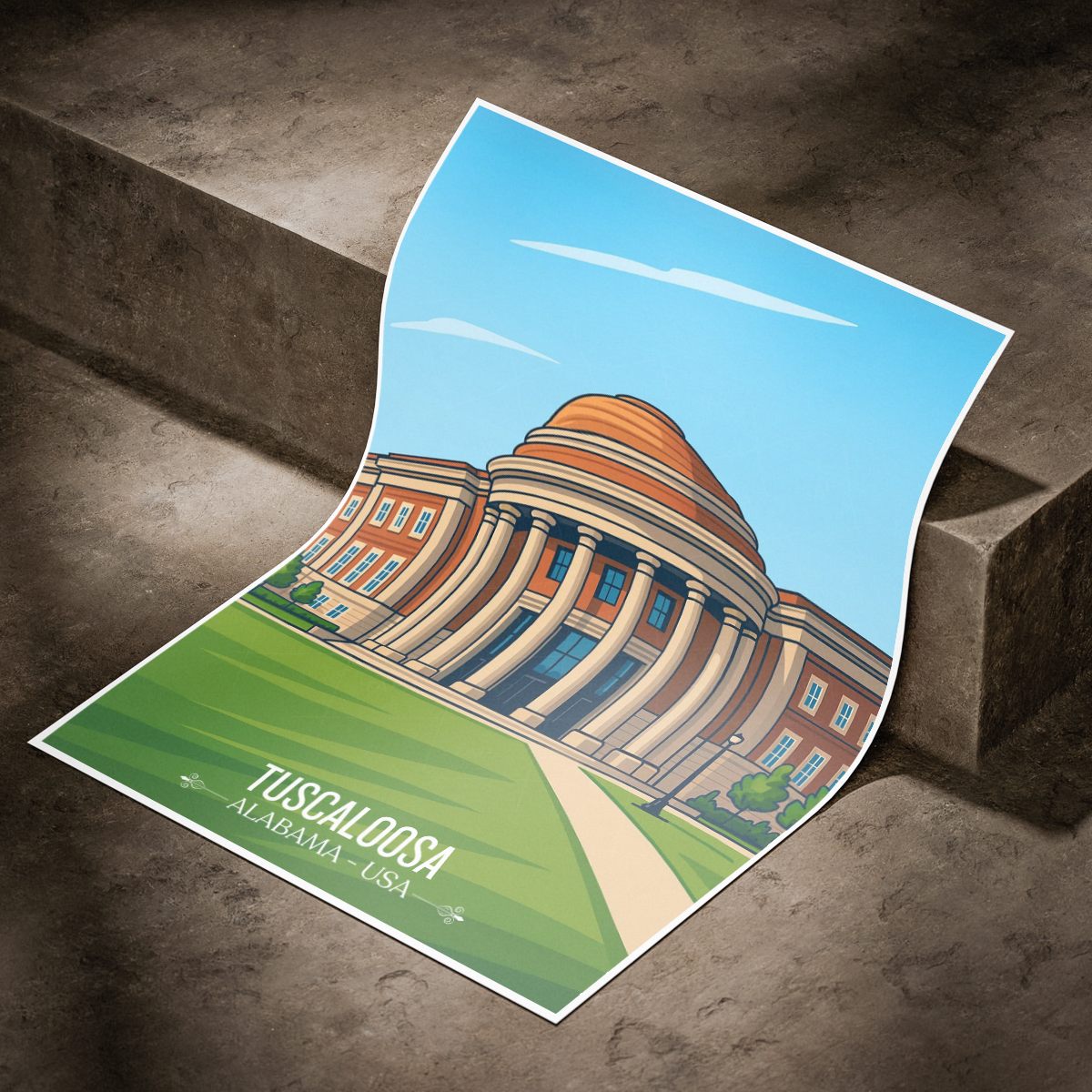 Tuscaloosa - Alabama USA - Travel Wall Art Deco Poster Print