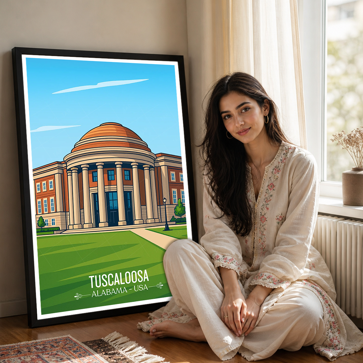 Tuscaloosa - Alabama USA - Travel Wall Art Deco Poster Print