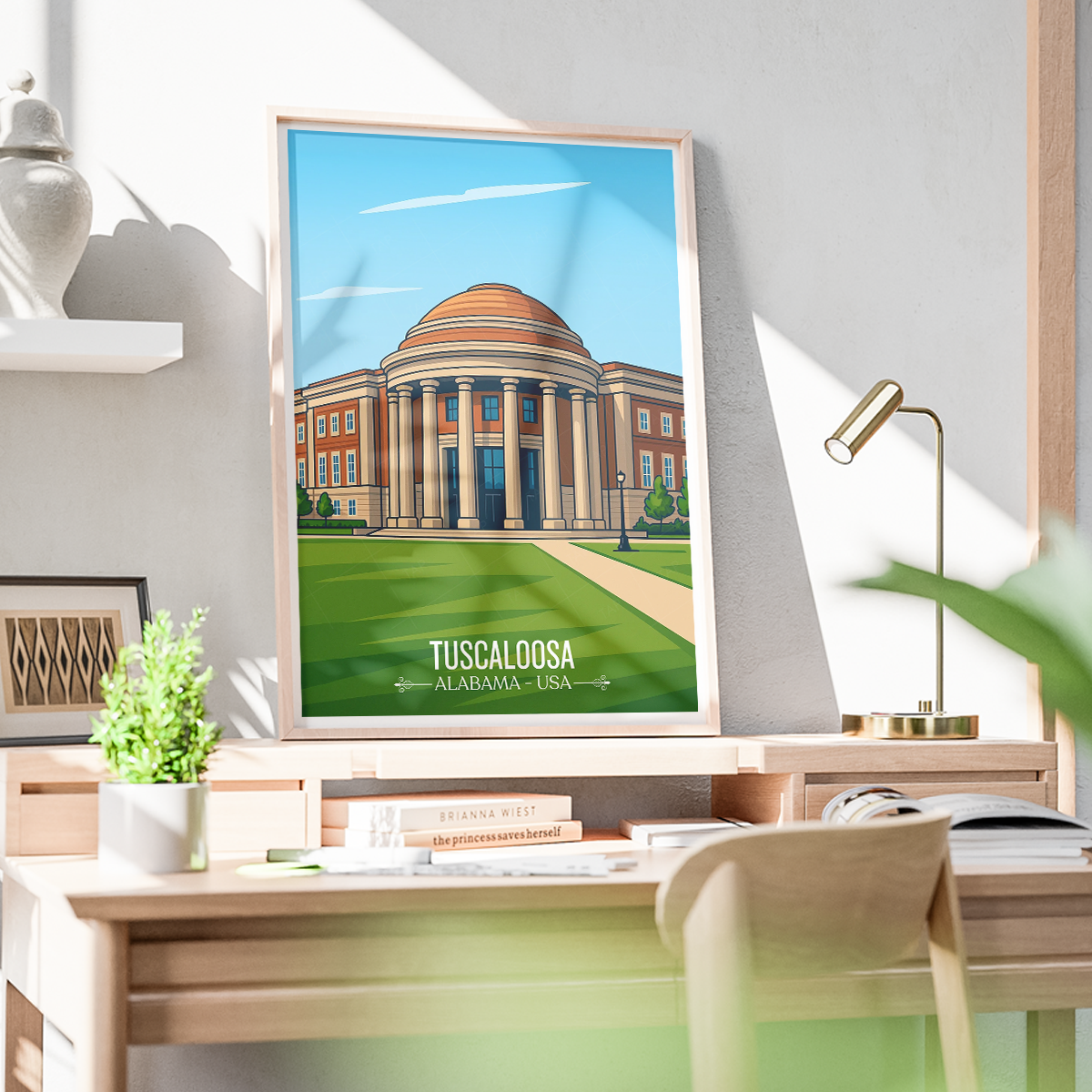 Tuscaloosa - Alabama USA - Travel Wall Art Deco Poster Print
