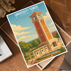 University Tower - Alabama USA - Travel Wall Art Deco Poster Print