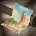 University Tower - Alabama USA - Travel Wall Art Deco Poster Print