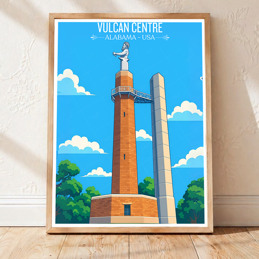 Vulcan Centre - Alabama USA - Travel Wall Art Deco Poster Print - Art Print - Travel Art Poster