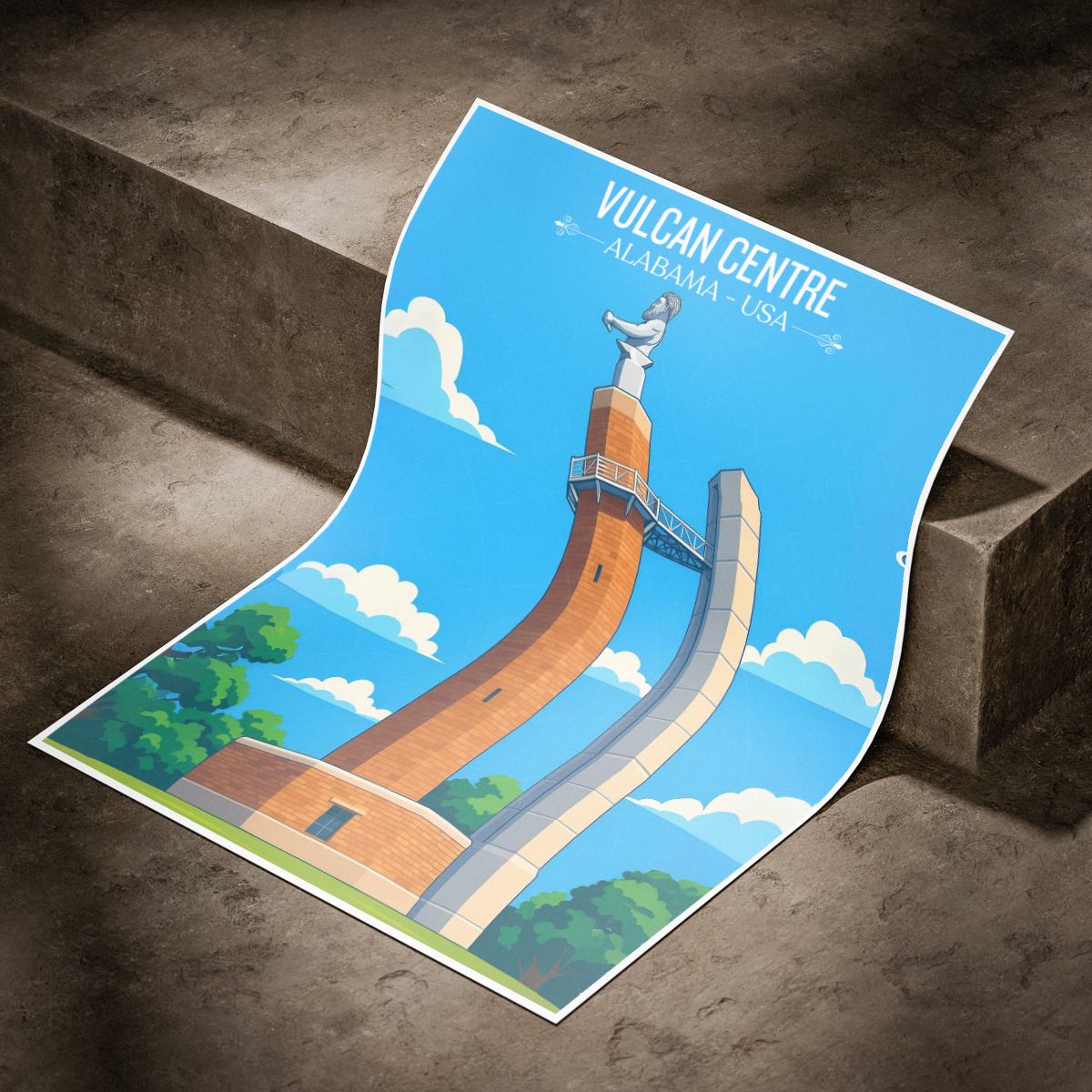 Vulcan Centre - Alabama USA - Travel Wall Art Deco Poster Print