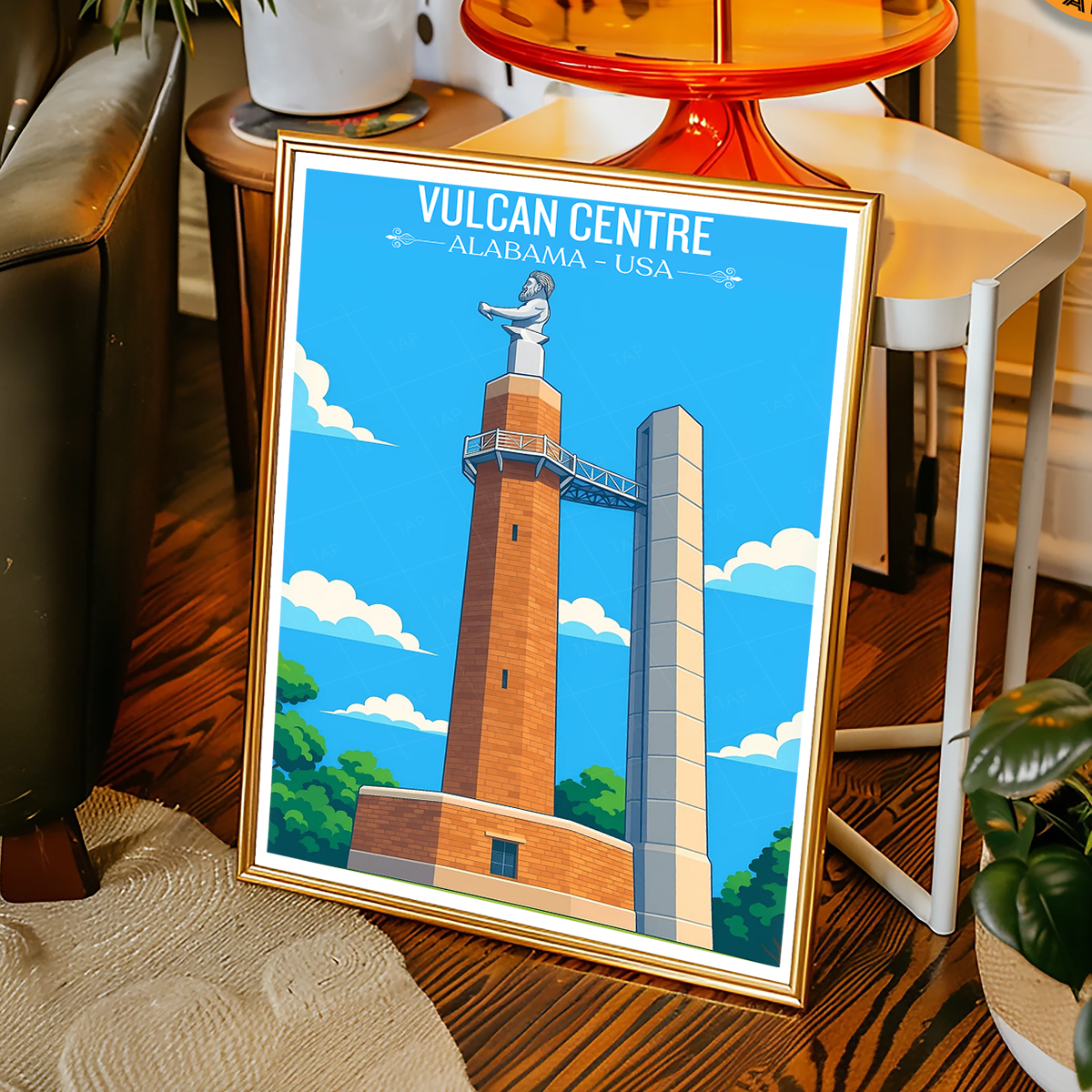 Vulcan Centre - Alabama USA - Travel Wall Art Deco Poster Print