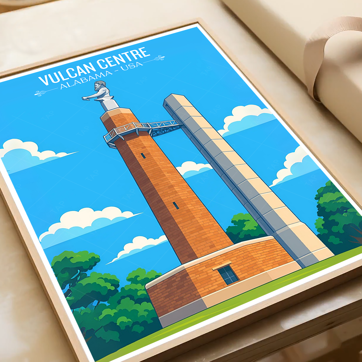 Vulcan Centre - Alabama USA - Travel Wall Art Deco Poster Print