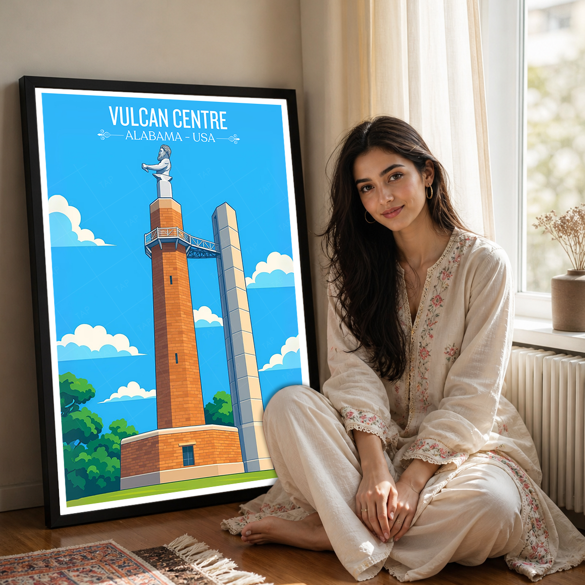 Vulcan Centre - Alabama USA - Travel Wall Art Deco Poster Print