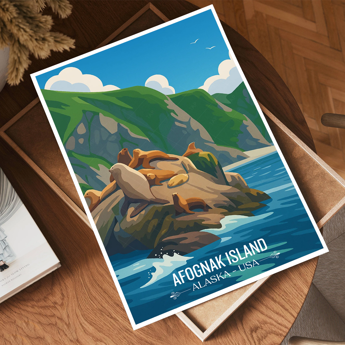Afognak Island - Alaska - Travel Poster Print Modern Style Wall Art