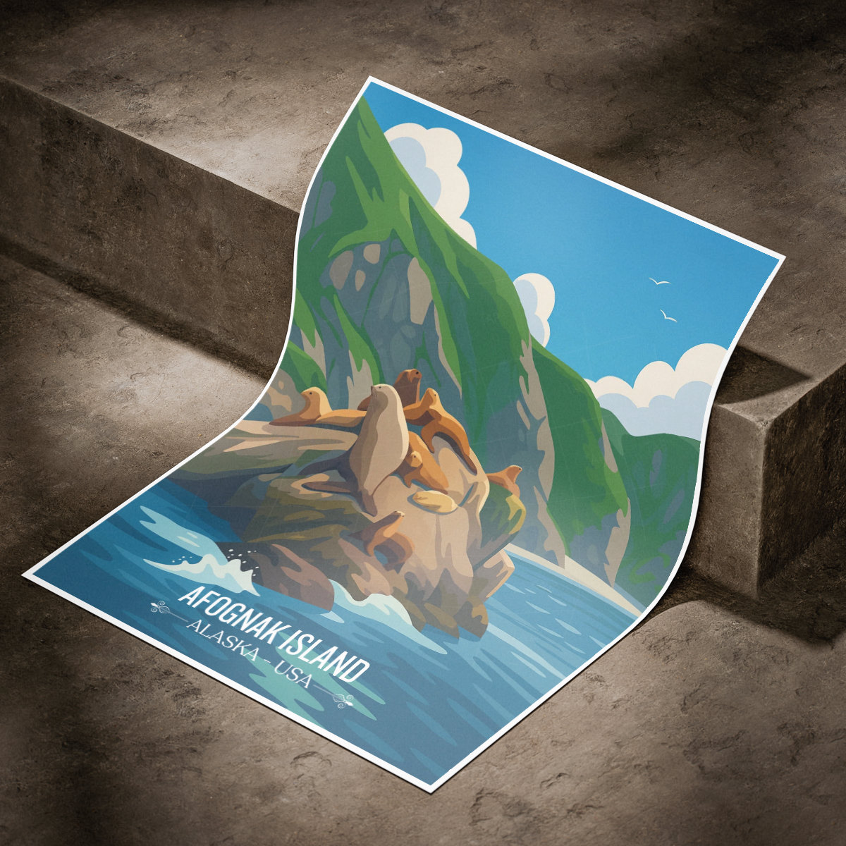 Afognak Island - Alaska - Travel Poster Print Modern Style Wall Art