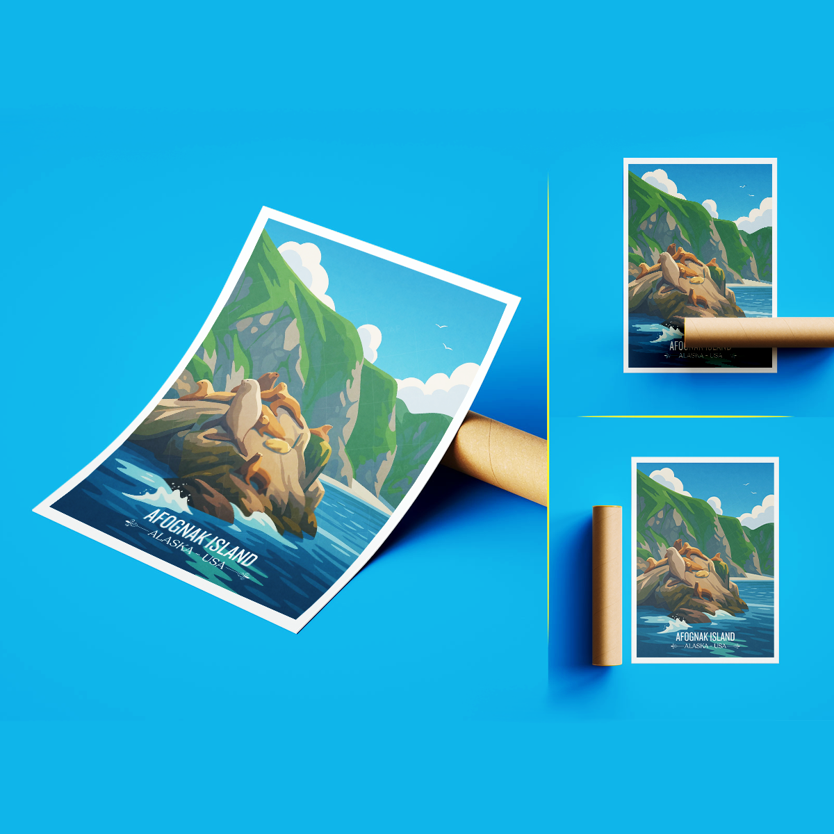 Afognak Island - Alaska - Travel Poster Print Modern Style Wall Art