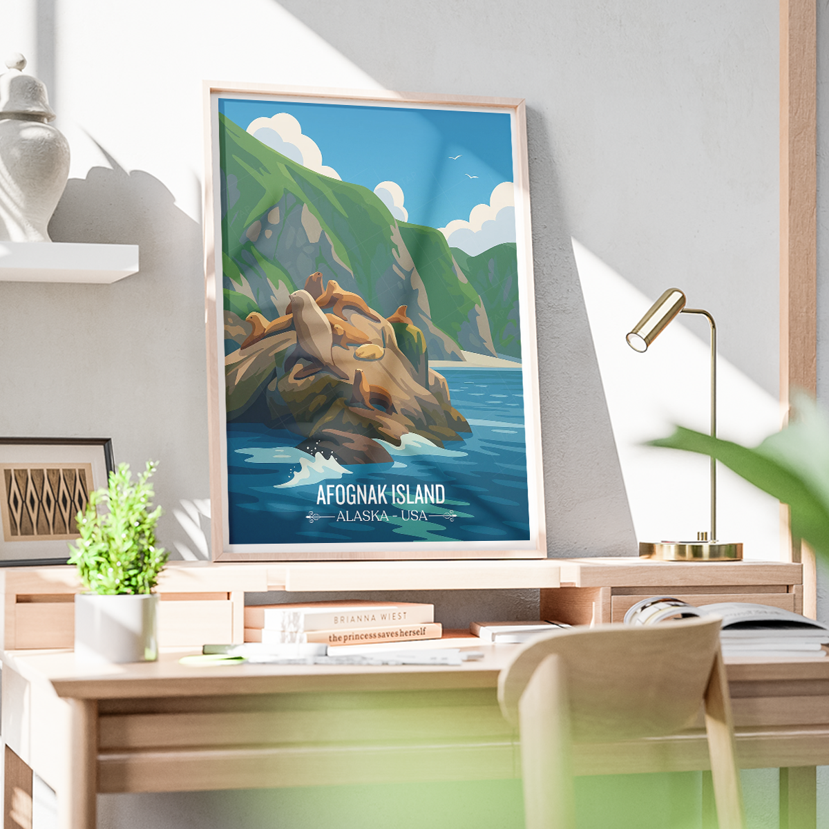 Afognak Island - Alaska - Travel Poster Print Modern Style Wall Art