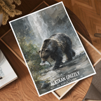Alaskan Grizzly - Alaska - Travel Poster Print Modern Style Wall Art