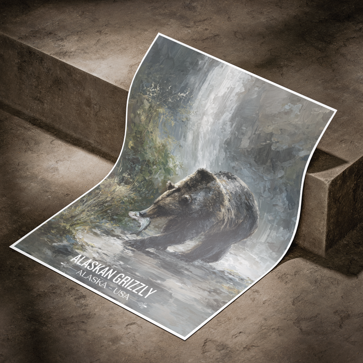 Alaskan Grizzly - Alaska - Travel Poster Print Modern Style Wall Art