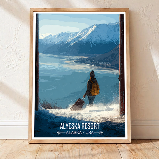 Alyeska Resort - Alaska - Travel Poster Print Modern Style Wall Art - Art Print - Travel Art Poster