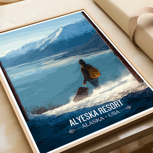 Alyeska Resort - Alaska - Travel Poster Print Modern Style Wall Art - Art Print - Travel Art Poster