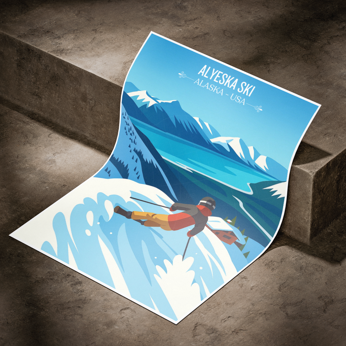Alyeska Ski - Alaska - Travel Poster Print Modern Style Wall Art