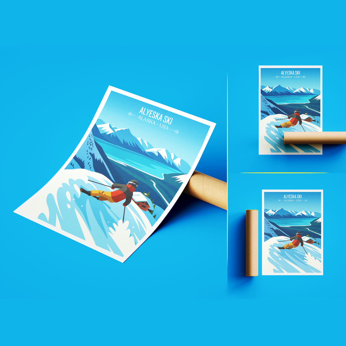 Alyeska Ski - Alaska - Travel Poster Print Modern Style Wall Art
