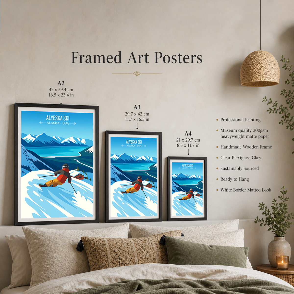 Alyeska Ski - Alaska - Travel Poster Print Modern Style Wall Art