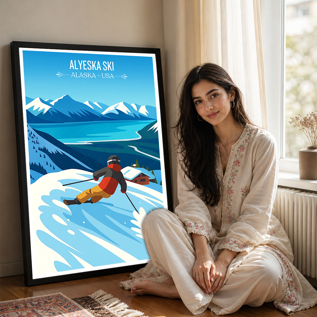 Alyeska Ski - Alaska - Travel Poster Print Modern Style Wall Art