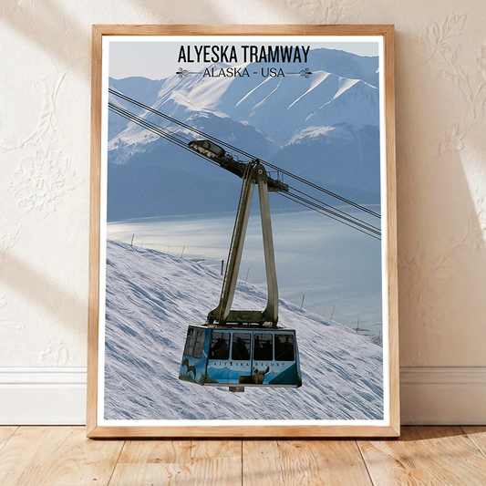 Alyeska Tramway - Alaska - Travel Poster Print Modern Style Wall Art - Art Print - Travel Art Poster