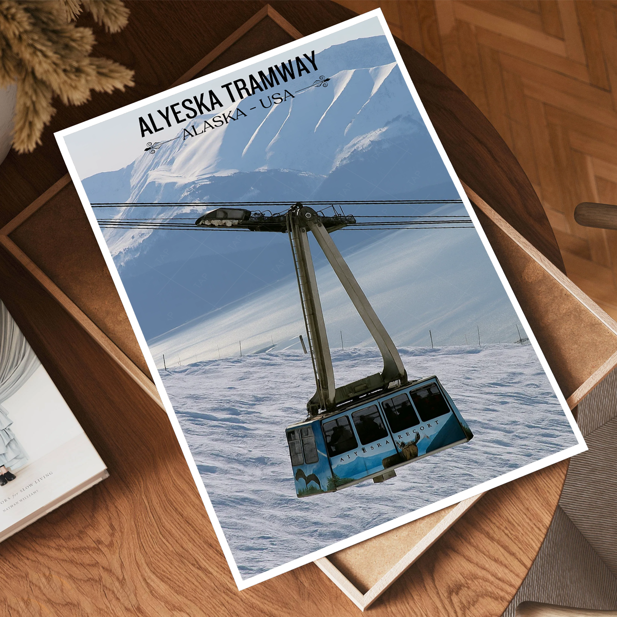 Alyeska Tramway - Alaska - Travel Poster Print Modern Style Wall Art