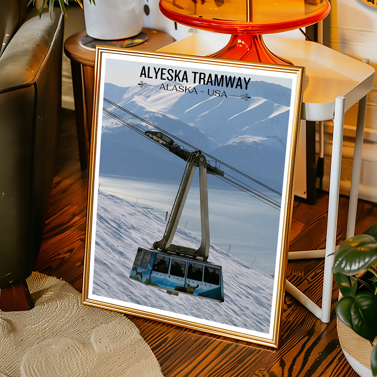 Alyeska Tramway - Alaska - Travel Poster Print Modern Style Wall Art