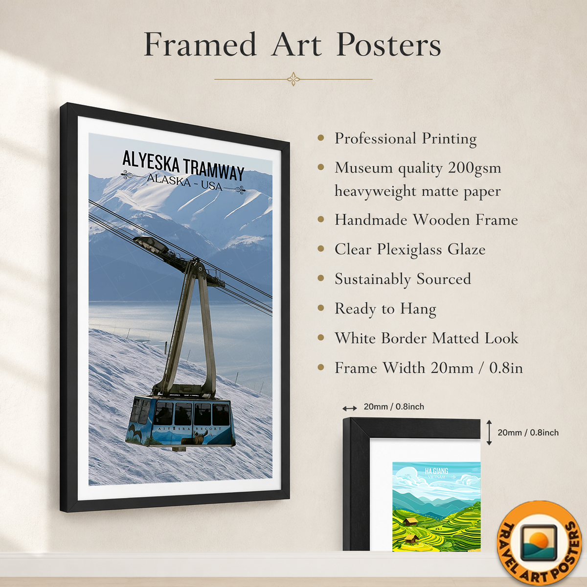 Alyeska Tramway - Alaska - Travel Poster Print Modern Style Wall Art