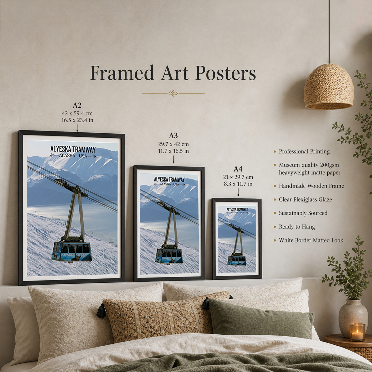 Alyeska Tramway - Alaska - Travel Poster Print Modern Style Wall Art