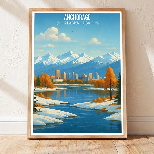 Anchorage - Alaska - Travel Poster Print Modern Style Wall Art - Art Print - Travel Art Poster