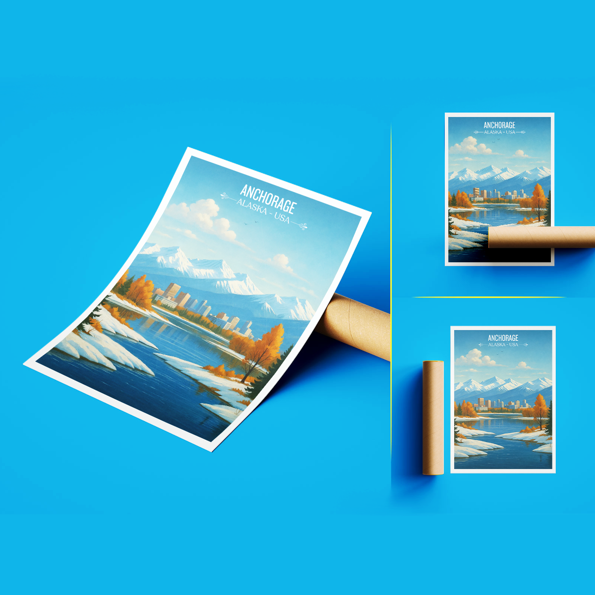 Anchorage - Alaska - Travel Poster Print Modern Style Wall Art