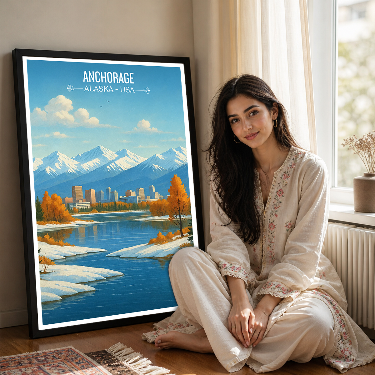 Anchorage - Alaska - Travel Poster Print Modern Style Wall Art