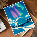 Aurora Borealis - Alaska - Travel Poster Print Modern Style Wall Art
