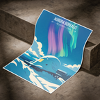 Aurora Borealis - Alaska - Travel Poster Print Modern Style Wall Art