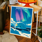 Aurora Borealis - Alaska - Travel Poster Print Modern Style Wall Art