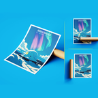 Aurora Borealis - Alaska - Travel Poster Print Modern Style Wall Art
