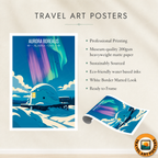 Aurora Borealis - Alaska - Travel Poster Print Modern Style Wall Art