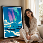Aurora Borealis - Alaska - Travel Poster Print Modern Style Wall Art