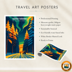 Aurora Fairbanks - Alaska - Travel Poster Print Modern Style Wall Art