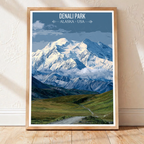 Denali Park - Alaska - Travel Poster Print Modern Style Wall Art