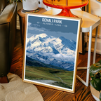 Denali Park - Alaska - Travel Poster Print Modern Style Wall Art