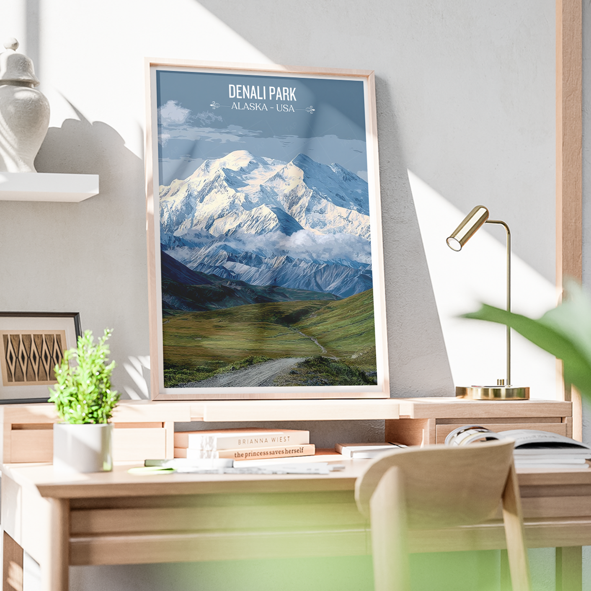 Denali Park - Alaska - Travel Poster Print Modern Style Wall Art