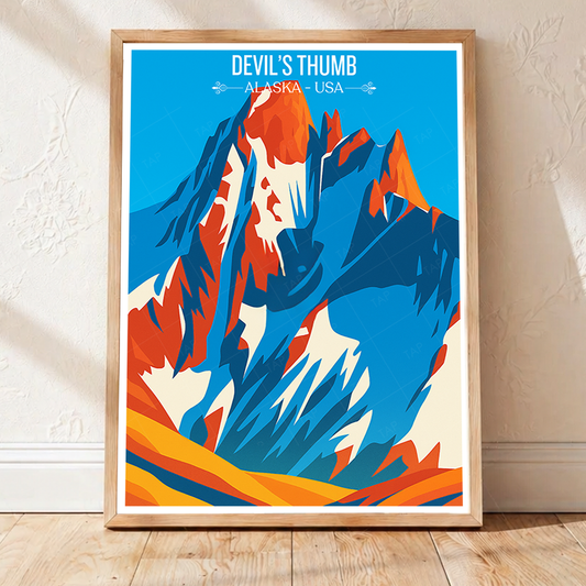 Devil's Thumb - Alaska - Travel Poster Print Modern Style Wall Art - Art Print - Travel Art Poster