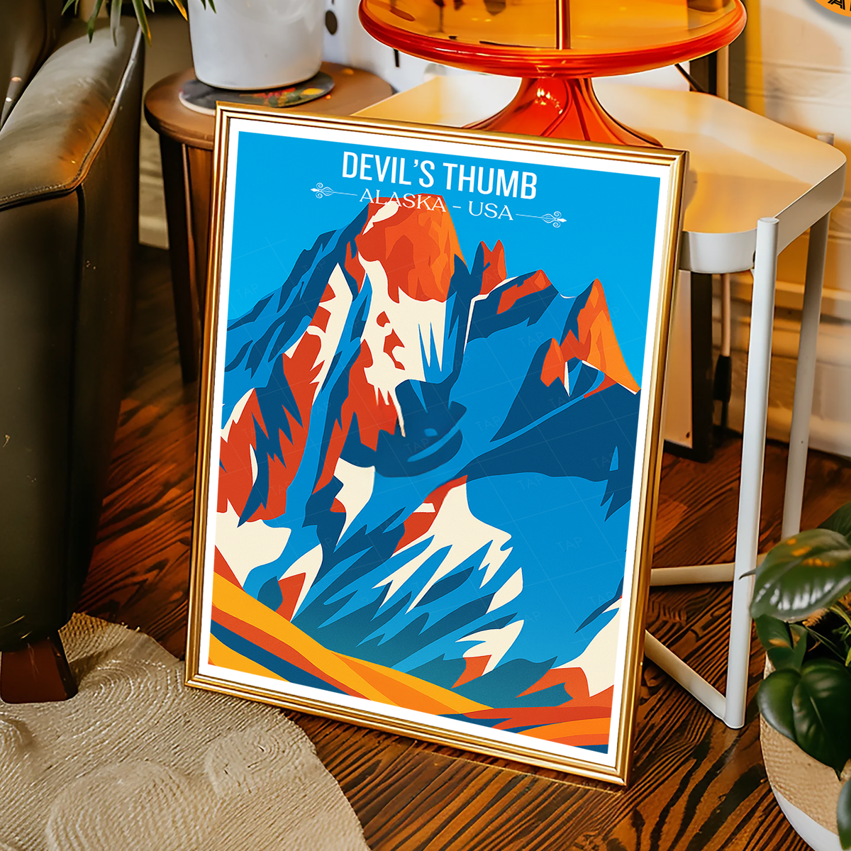 Devil's Thumb - Alaska - Travel Poster Print Modern Style Wall Art