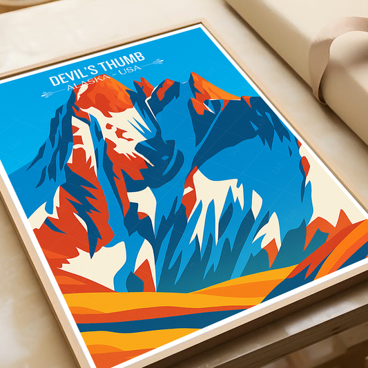 Devil's Thumb - Alaska - Travel Poster Print Modern Style Wall Art - Art Print - Travel Art Poster